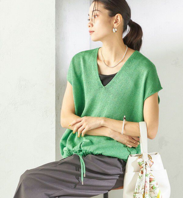 SHIPS for women「〈手洗い可能〉ブライト ペーパー 裾 ドロスト ニット プルオーバー」|ベスト・ジレ|