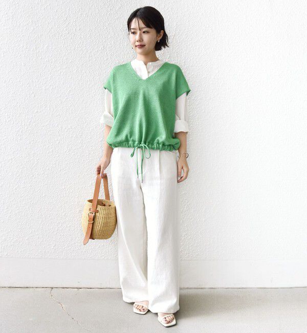 SHIPS for women「〈手洗い可能〉ブライト ペーパー 裾 ドロスト ニット プルオーバー」|ベスト・ジレ|