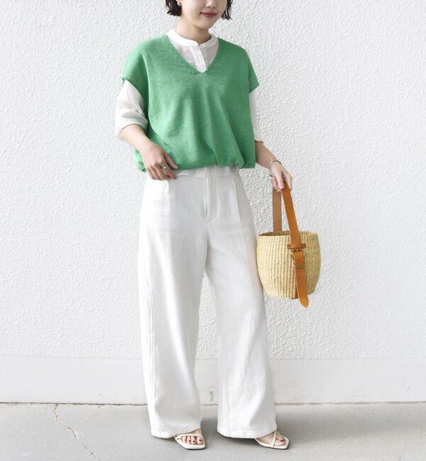 SHIPS for women「〈手洗い可能〉ブライト ペーパー 裾 ドロスト ニット プルオーバー」|ベスト・ジレ|