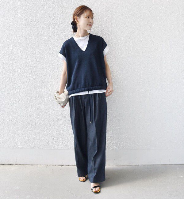 SHIPS for women「〈手洗い可能〉ブライト ペーパー 裾 ドロスト ニット プルオーバー」|ベスト・ジレ|