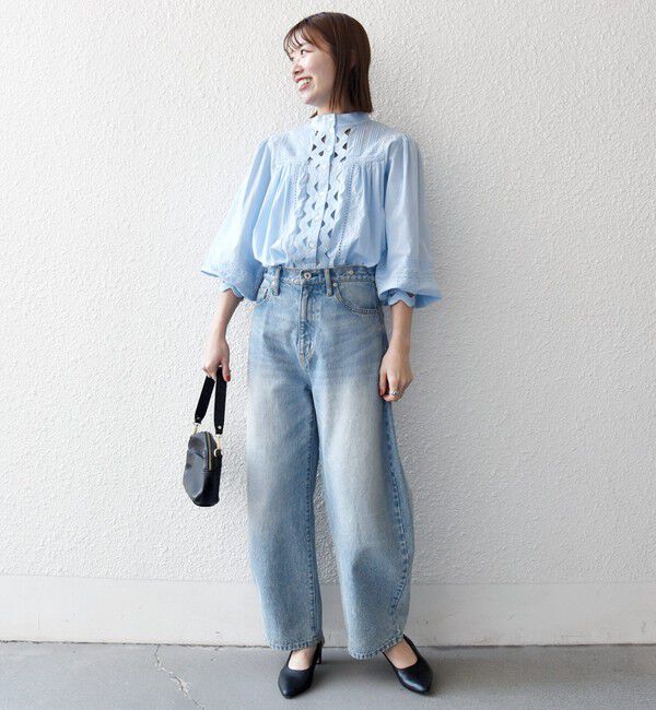 SHIPS any「SHIPS any:〈洗濯機可能〉キャンブリック スタンドカラー レース シャツ ブラウス」|シャツ・ブラウス|