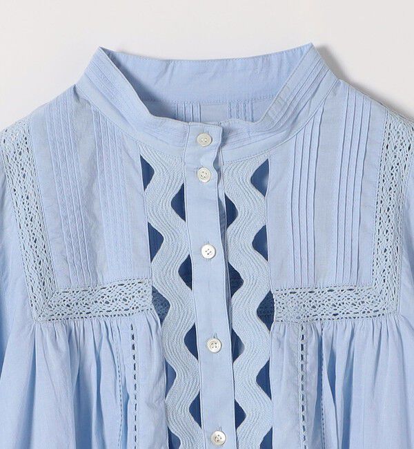 SHIPS any「SHIPS any:〈洗濯機可能〉キャンブリック スタンドカラー レース シャツ ブラウス」|シャツ・ブラウス|