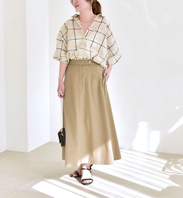 quaranciel「quaranciel:〈手洗い可能〉シアー チェック ドルマン ビッグ レギュラー シャツ」|シャツ・ブラウス|