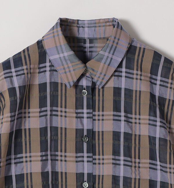 quaranciel「quaranciel:〈手洗い可能〉シアー チェック ドルマン ビッグ レギュラー シャツ」|シャツ・ブラウス|