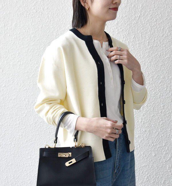 SHIPS any「《追加予約》SHIPS any:〈手洗い可能〉バイカラー スキッパー ニット カーディガン」|カーディガン|