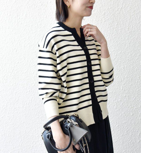 SHIPS any「《追加予約》SHIPS any:〈手洗い可能〉バイカラー スキッパー ニット カーディガン」|カーディガン|