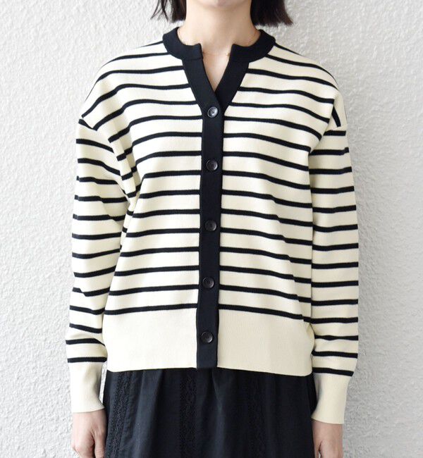 SHIPS any「《追加予約》SHIPS any:〈手洗い可能〉バイカラー スキッパー ニット カーディガン」|カーディガン|