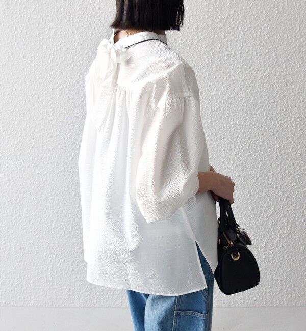 SHIPS any「SHIPS any:〈洗濯機可能〉サッカー バック リボン 配色 シャツ ブラウス」|シャツ・ブラウス|