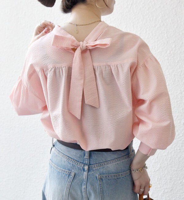 SHIPS any「SHIPS any:〈洗濯機可能〉サッカー バック リボン 配色 シャツ ブラウス」|シャツ・ブラウス|