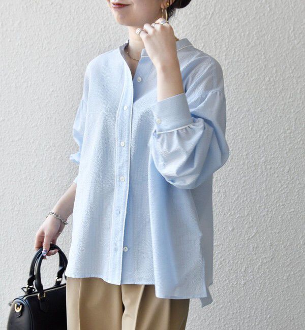 SHIPS any「SHIPS any:〈洗濯機可能〉サッカー バック リボン 配色 シャツ ブラウス」|シャツ・ブラウス|