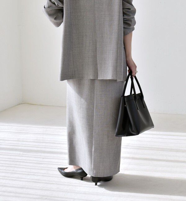 quaranciel「quaranciel:〈手洗い可能〉ウーステッド Iライン スリット スカート（セットアップ対応）」|スカート|