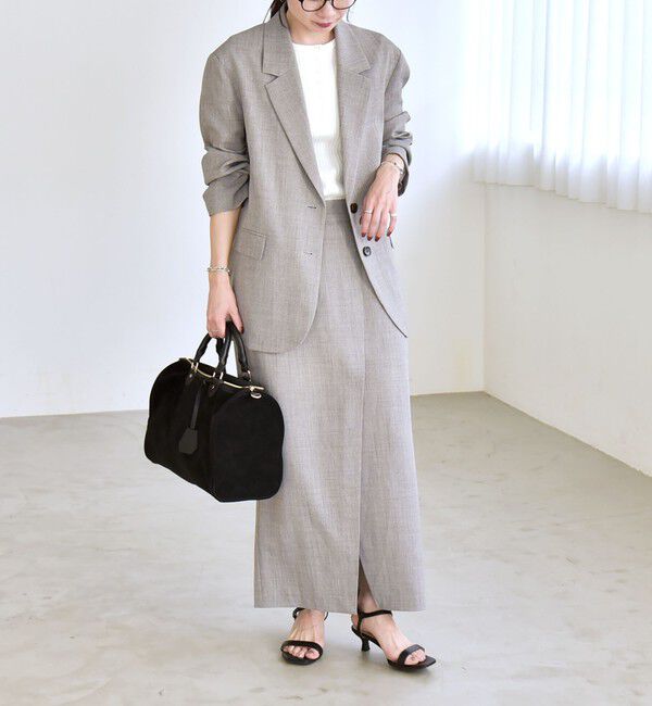 quaranciel「quaranciel:〈手洗い可能〉ウーステッド Iライン スリット スカート（セットアップ対応）」|スカート|