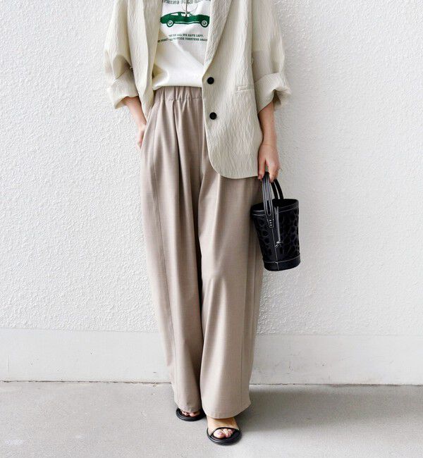 SHIPS for women「〈手洗い可能〉トロ ピン ストライプ ウエスト ギャザー パンツ」|その他|