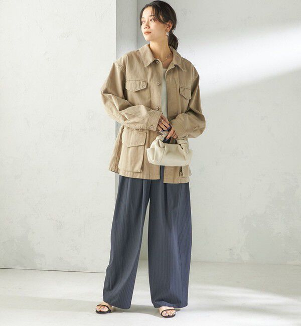 SHIPS for women「〈手洗い可能〉トロ ピン ストライプ ウエスト ギャザー パンツ」|その他|