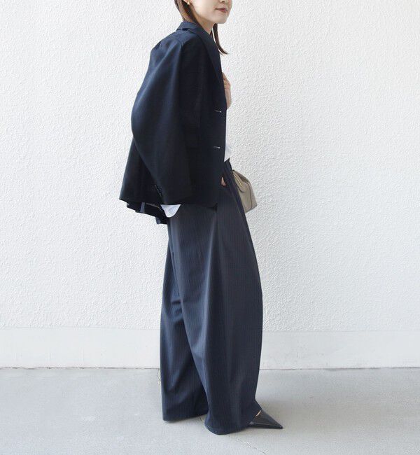 SHIPS for women「〈手洗い可能〉トロ ピン ストライプ ウエスト ギャザー パンツ」|その他|