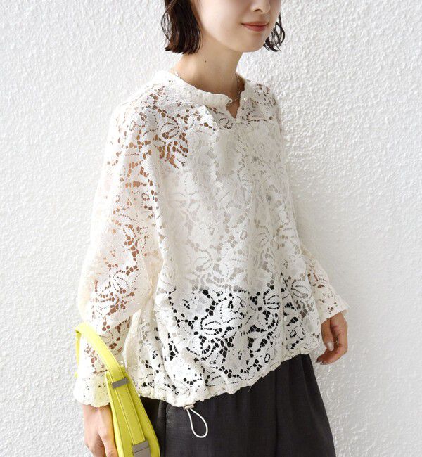 SHIPS for women「〈手洗い可能〉裾 ドロスト レース ブラウス」|シャツ・ブラウス|