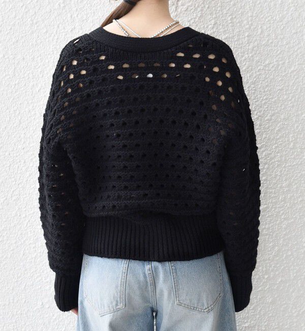 SHIPS any「SHIPS any:〈手洗い可能〉コットン ミックス 透かし編み Vネック カーディガン」|カーディガン|