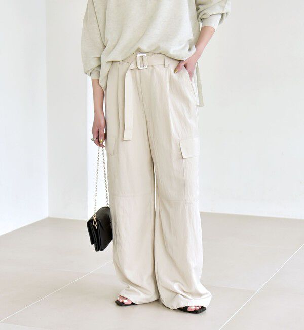 quaranciel「quaranciel:〈洗濯機可能〉ツイル ワイド イージー カーゴ パンツ」|カーゴ|