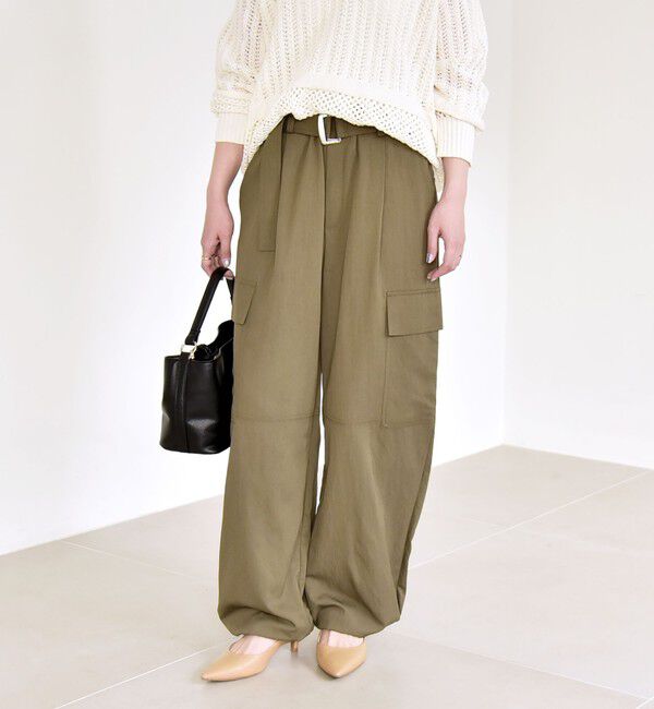 quaranciel「quaranciel:〈洗濯機可能〉ツイル ワイド イージー カーゴ パンツ」|カーゴ|