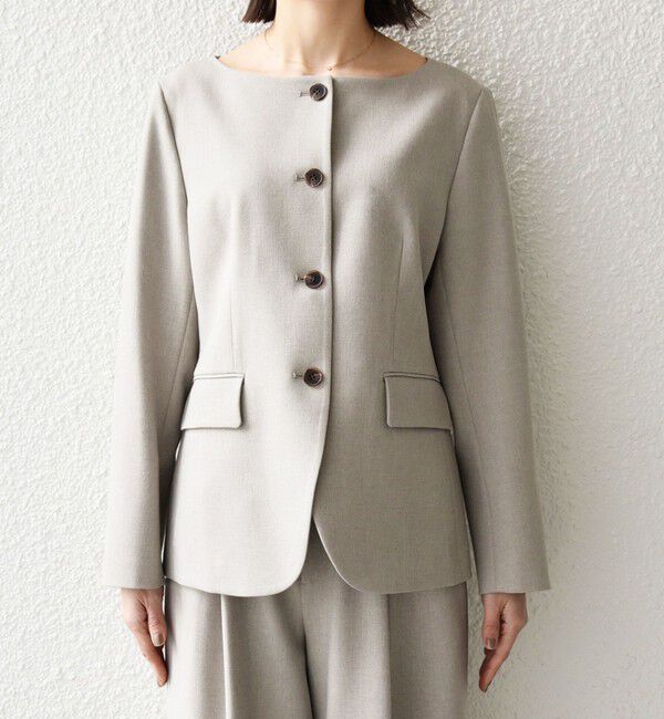 SHIPS any「SHIPS any:〈洗濯機可能〉シャーク ノーカラー ジャケット」|ノーカラージャケット|