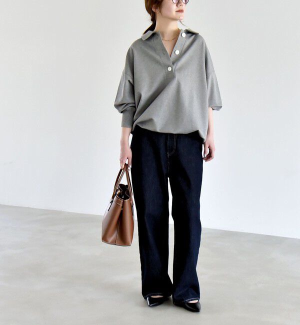 quaranciel「《追加予約》quaranciel:〈洗濯機可能〉ライト ポンチ ドロスト ポロ プルオーバー」|スウェット・ジャージ|