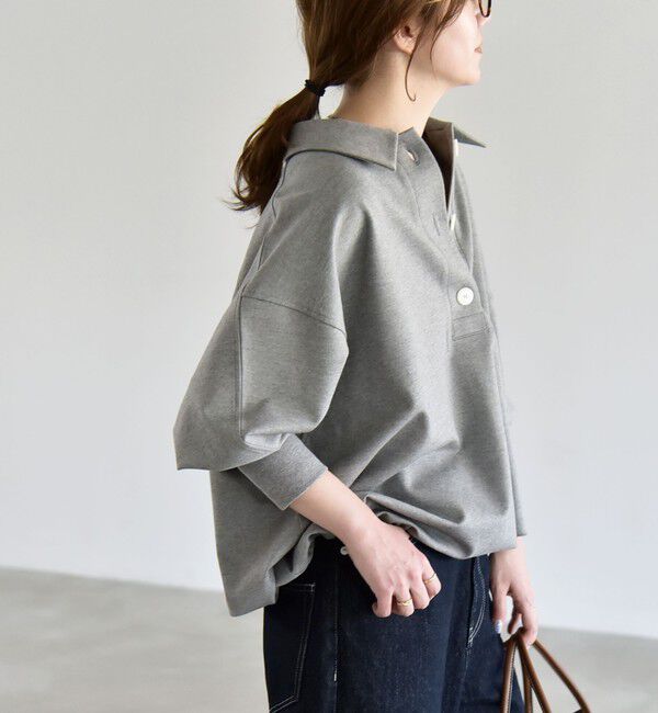 quaranciel「《追加予約》quaranciel:〈洗濯機可能〉ライト ポンチ ドロスト ポロ プルオーバー」|スウェット・ジャージ|