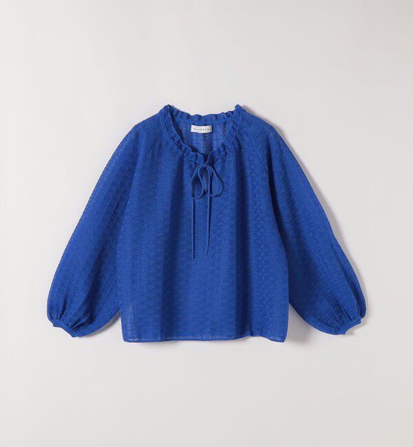 quaranciel「quaranciel:〈手洗い可能〉レース ジャカード ギャザー リボン プルオーバー」|シャツ・ブラウス|