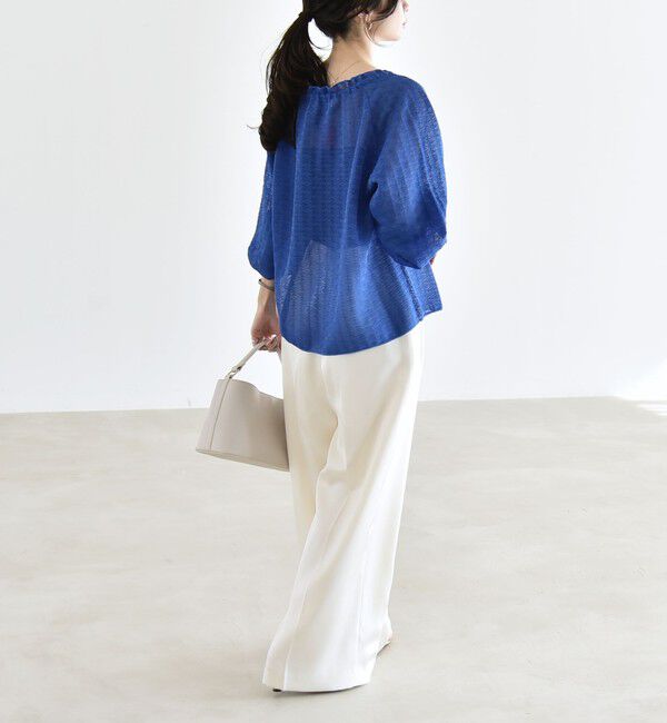 quaranciel「quaranciel:〈手洗い可能〉レース ジャカード ギャザー リボン プルオーバー」|シャツ・ブラウス|