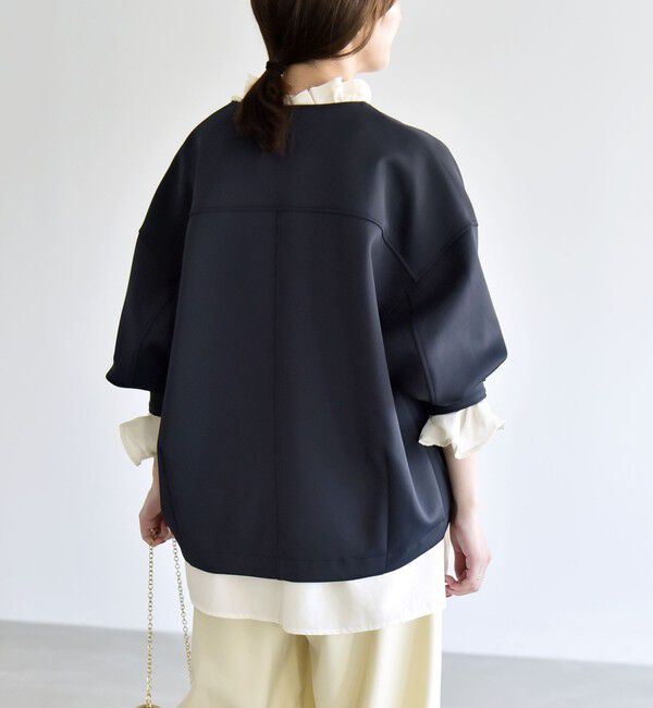 quaranciel「quaranciel:〈洗濯機可能〉ダンボール ノーカラー コンパクト ブルゾン」|ブルゾン・スタジャン|