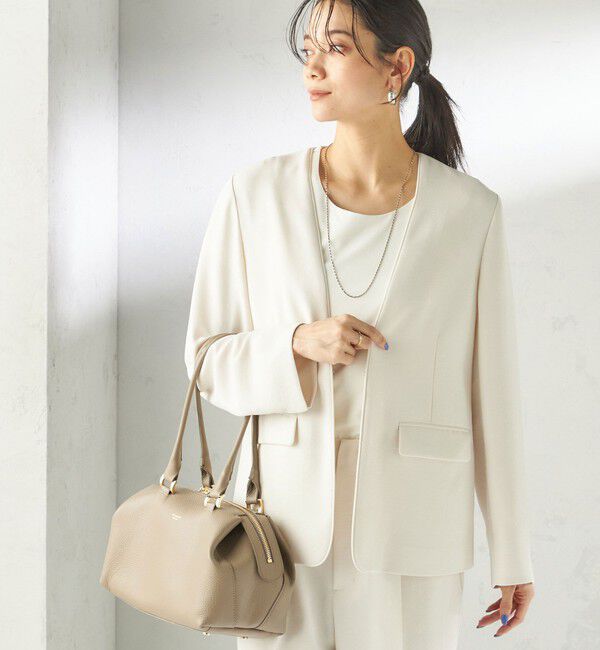 SHIPS for women「〈接触冷感 / UVカット〉Refinel カラーレス ジャケット（セレモニー対応可）」|ノーカラージャケット|アイボリー