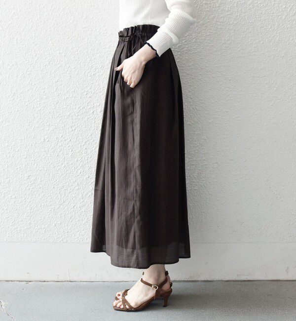 SHIPS any「SHIPS any:〈洗濯機可能〉リネン ミックス シアー ギャザー リボン スカート」|スカート|