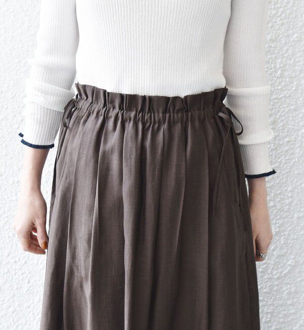 SHIPS any「SHIPS any:〈洗濯機可能〉リネン ミックス シアー ギャザー リボン スカート」|スカート|