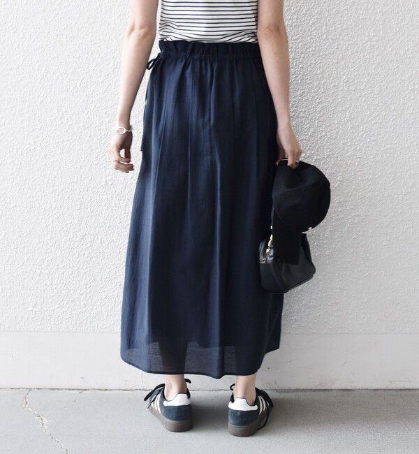 SHIPS any「SHIPS any:〈洗濯機可能〉リネン ミックス シアー ギャザー リボン スカート」|スカート|