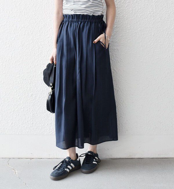 SHIPS any「SHIPS any:〈洗濯機可能〉リネン ミックス シアー ギャザー リボン スカート」|スカート|