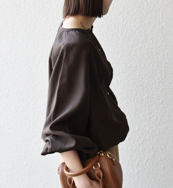 SHIPS any「《一部追加予約》SHIPS any:〈洗濯機可能〉リネン ミックス シアー ボリューム スリーブ ブラウス」|シャツ・ブラウス|