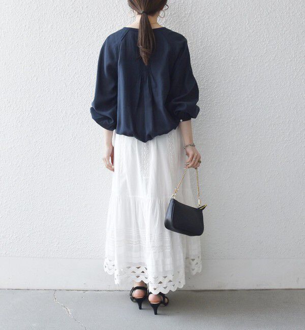 SHIPS any「《一部追加予約》SHIPS any:〈洗濯機可能〉リネン ミックス シアー ボリューム スリーブ ブラウス」|シャツ・ブラウス|