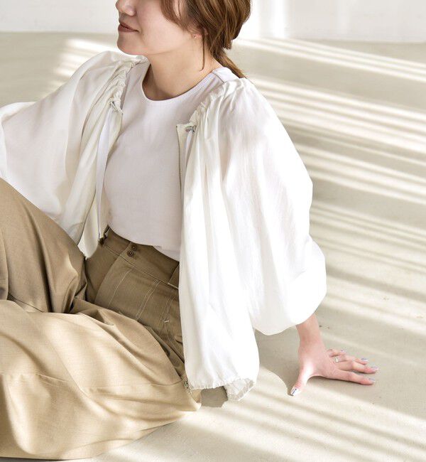 quaranciel「quaranciel:〈洗濯機可能〉シアー ドロスト ギャザー ショート ブルゾン」|その他|