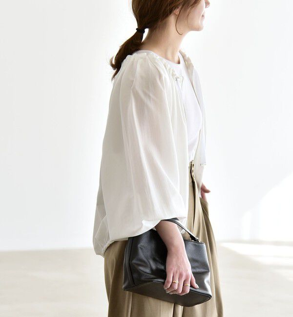 quaranciel「quaranciel:〈洗濯機可能〉シアー ドロスト ギャザー ショート ブルゾン」|その他|