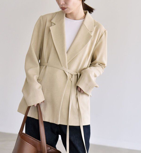 quaranciel「quaranciel:〈手洗い可能〉リングベルト ライト テーラード ジャケット」|テーラードジャケット|