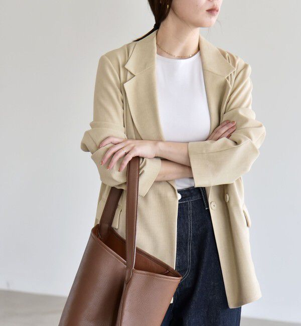 quaranciel「quaranciel:〈手洗い可能〉リングベルト ライト テーラード ジャケット」|テーラードジャケット|