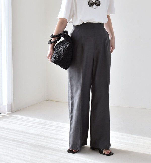quaranciel「quaranciel:〈洗濯機可能〉リネン ミックス ハイウエスト ワイド パンツ」|その他|
