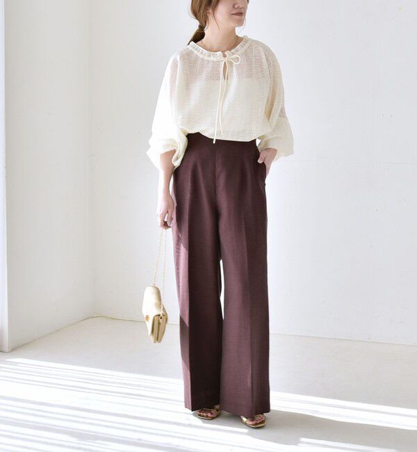 quaranciel「quaranciel:〈洗濯機可能〉リネン ミックス ハイウエスト ワイド パンツ」|その他|