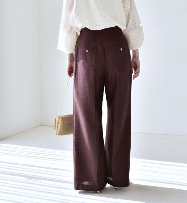 quaranciel「quaranciel:〈洗濯機可能〉リネン ミックス ハイウエスト ワイド パンツ」|その他|