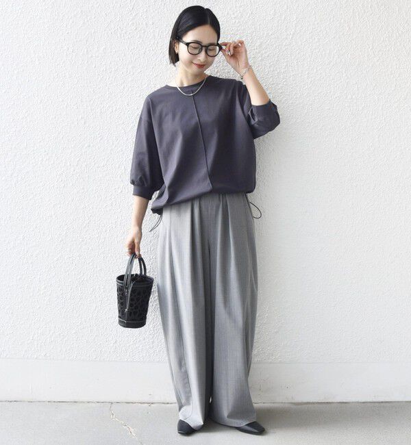 SHIPS for women「【WEB限定】〈接触冷感 / 汗染み防止加工〉オーガニック コットン 裾 ドロスト トップス」|Tシャツ・カットソー|