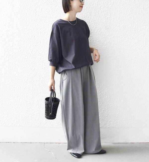 SHIPS for women「【WEB限定】〈接触冷感 / 汗染み防止加工〉オーガニック コットン 裾 ドロスト トップス」|Tシャツ・カットソー|