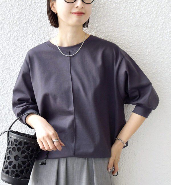 SHIPS for women「【WEB限定】〈接触冷感 / 汗染み防止加工〉オーガニック コットン 裾 ドロスト トップス」|Tシャツ・カットソー|