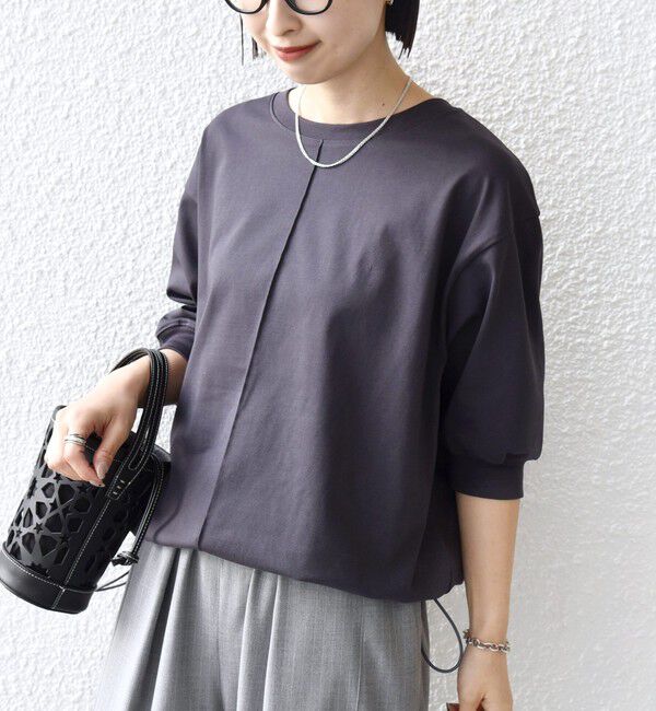 SHIPS for women「【WEB限定】〈接触冷感 / 汗染み防止加工〉オーガニック コットン 裾 ドロスト トップス」|Tシャツ・カットソー|