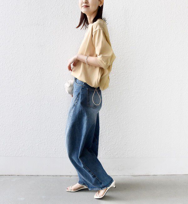 SHIPS for women「【WEB限定】〈接触冷感 / 汗染み防止加工〉オーガニック コットン 裾 ドロスト トップス」|Tシャツ・カットソー|