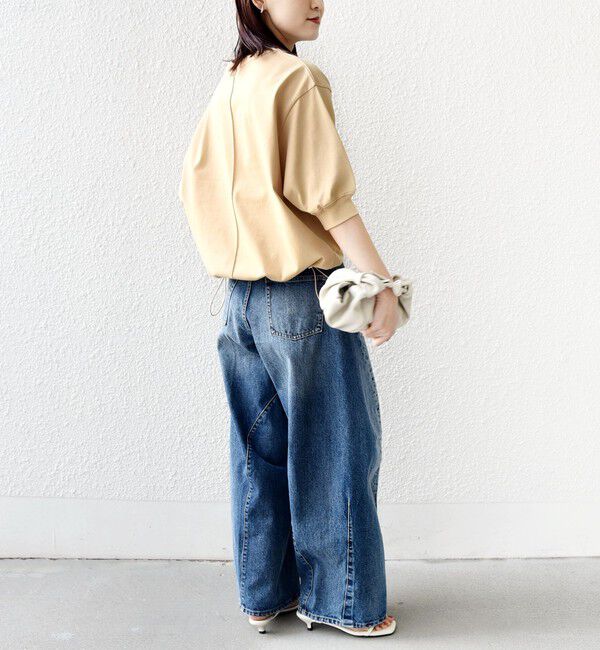 SHIPS for women「【WEB限定】〈接触冷感 / 汗染み防止加工〉オーガニック コットン 裾 ドロスト トップス」|Tシャツ・カットソー|