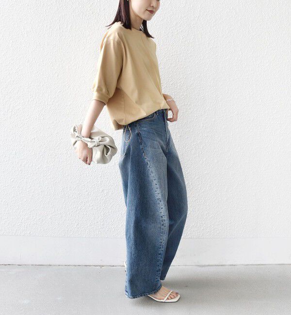 SHIPS for women「【WEB限定】〈接触冷感 / 汗染み防止加工〉オーガニック コットン 裾 ドロスト トップス」|Tシャツ・カットソー|